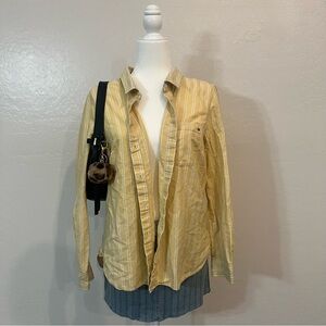 2000’s prep Tommy Hilfiger yellow striped button-up